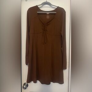 SO Long Sleeve Brown Midi Dress xl (AT37)